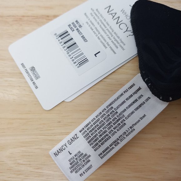 Nancy Ganz High Waisted Brief #W6190 Large Black - Picture 4 of 5